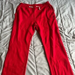 These are Polo fleece sweatpants. It’s red and the size is a small.